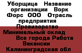 Уборщица › Название организации ­ Ворк Форс, ООО › Отрасль предприятия ­ Провизорство › Минимальный оклад ­ 30 000 - Все города Работа » Вакансии   . Калининградская обл.,Калининград г.